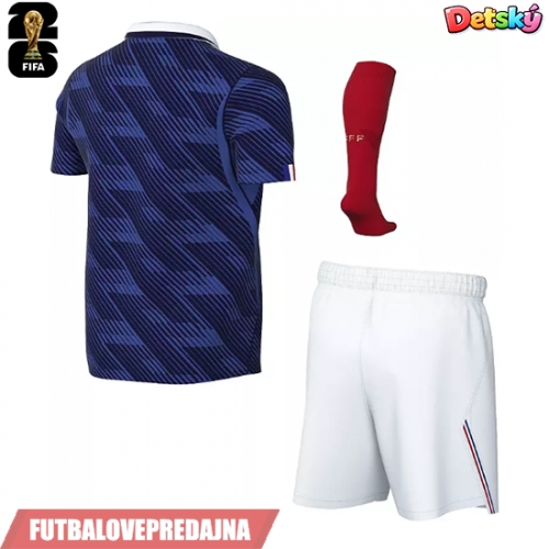 Lacne Dětský Futbalové dres Francúzsko MS 2026 Krátky Rukáv - Domáci (+ trenírky)